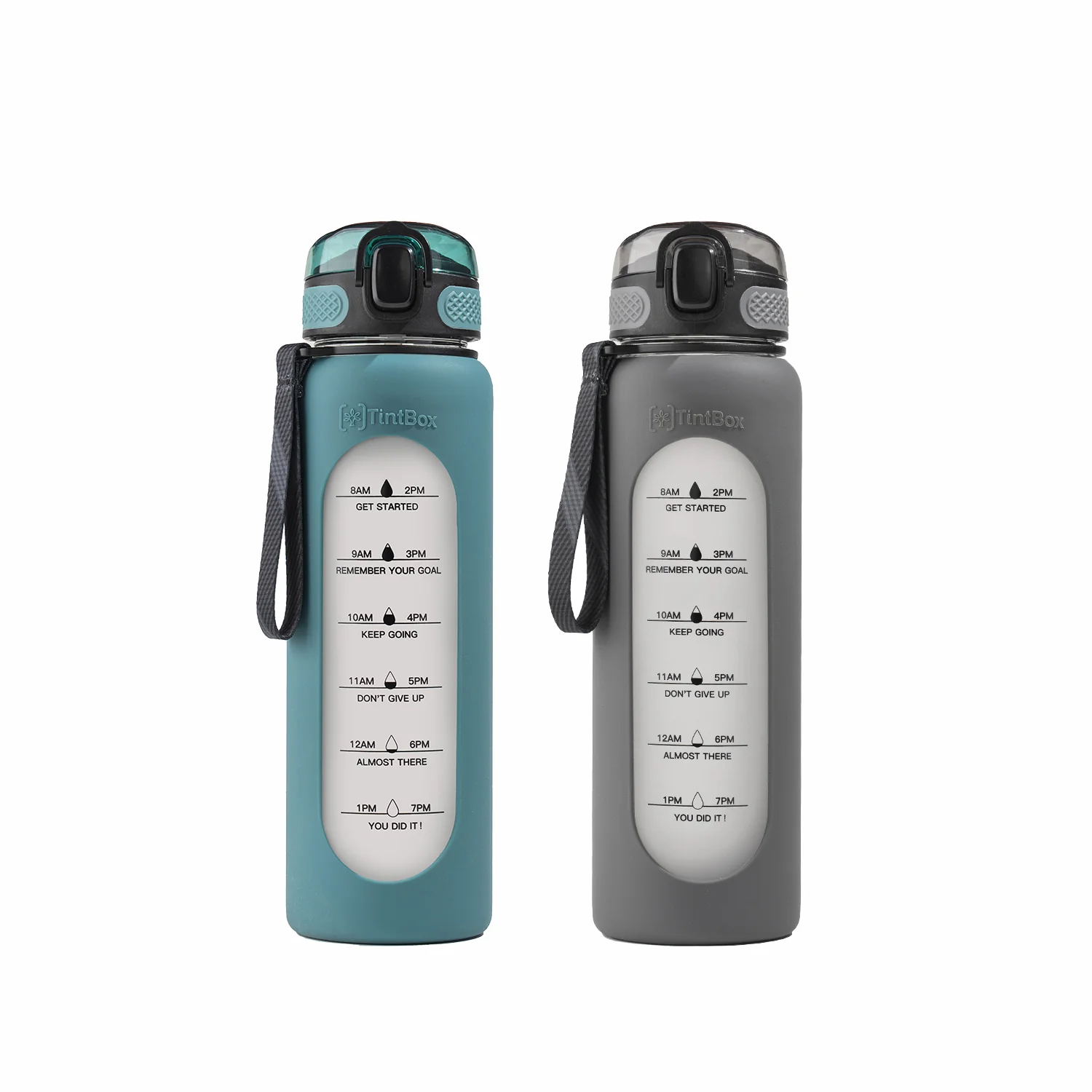 1 Litre , Motivational Glass Sipper Bottle Duo - Image 17