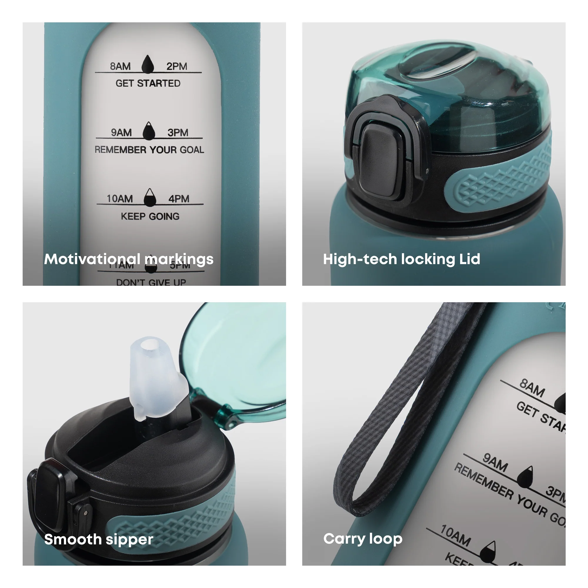 1 Litre , Motivational Glass Sipper Bottle Duo - Image 20