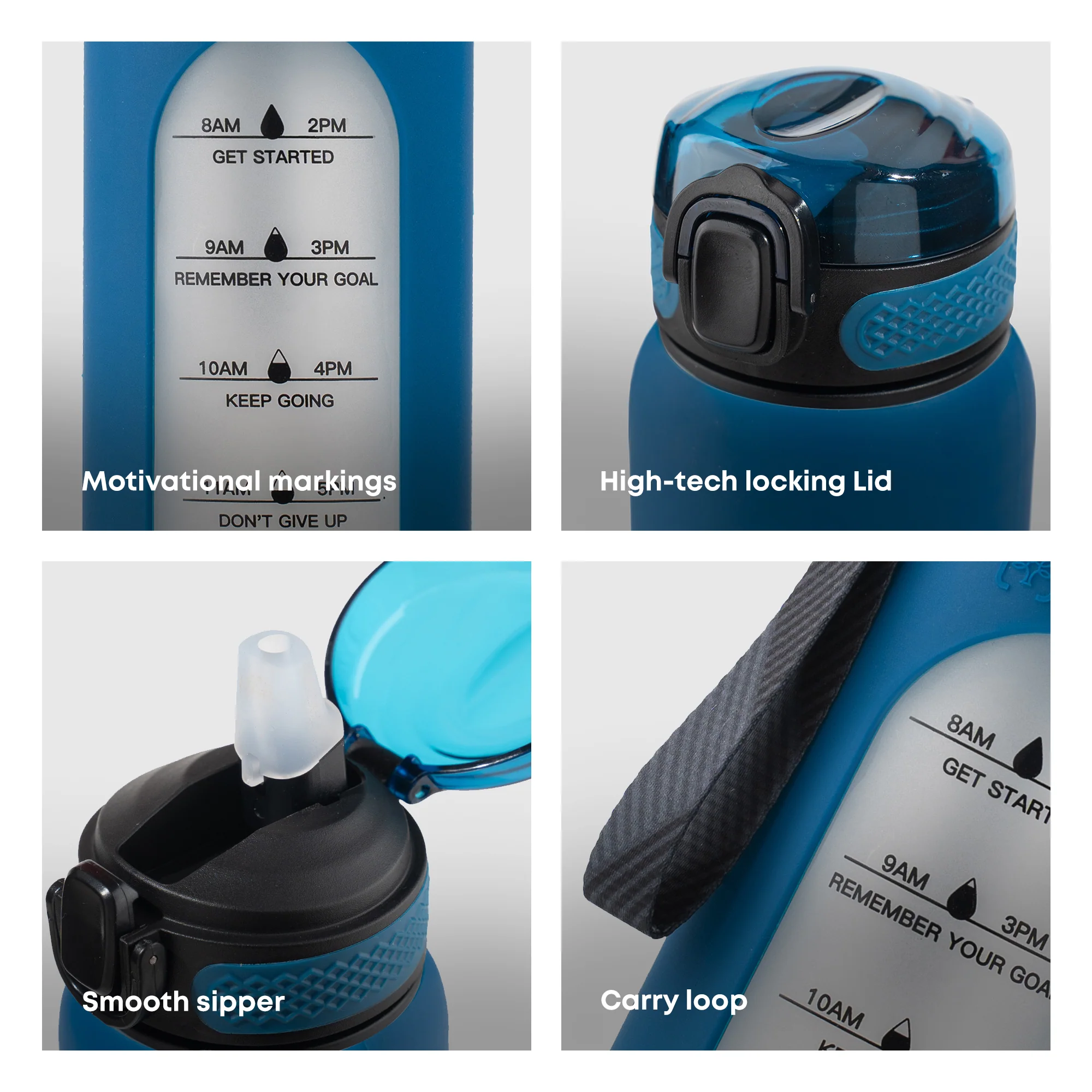 1 Litre , Motivational Glass Sipper Bottle Duo - Image 4