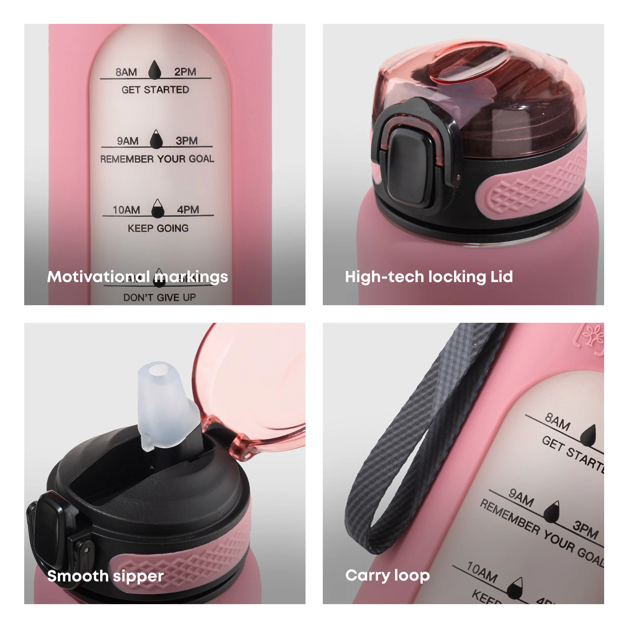 1 Litre , Motivational Glass Sipper Bottle Duo - Image 8