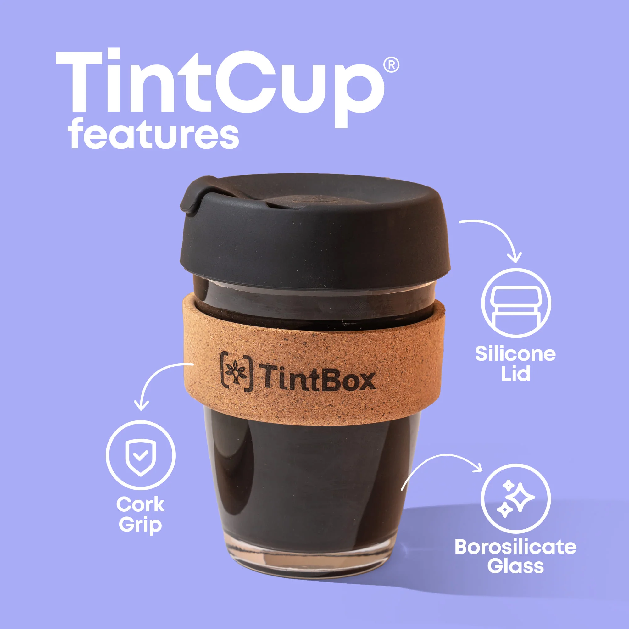 TintCup Borosilicate Glass Coffee Cup (Tumbler) 350 ml with Silicone Lid & Grip, Glass Coffee Mug with lid - Image 13