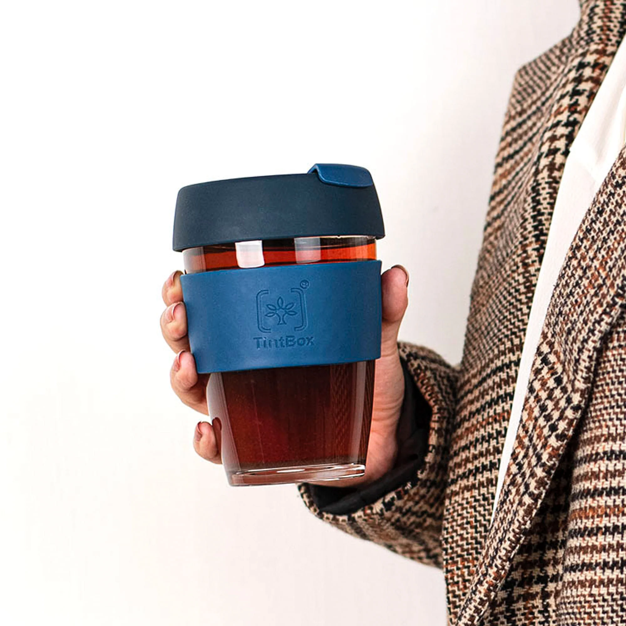 TintCup Borosilicate Glass Coffee Cup (Tumbler) 350 ml with Silicone Lid & Grip, Glass Coffee Mug with lid - Image 26