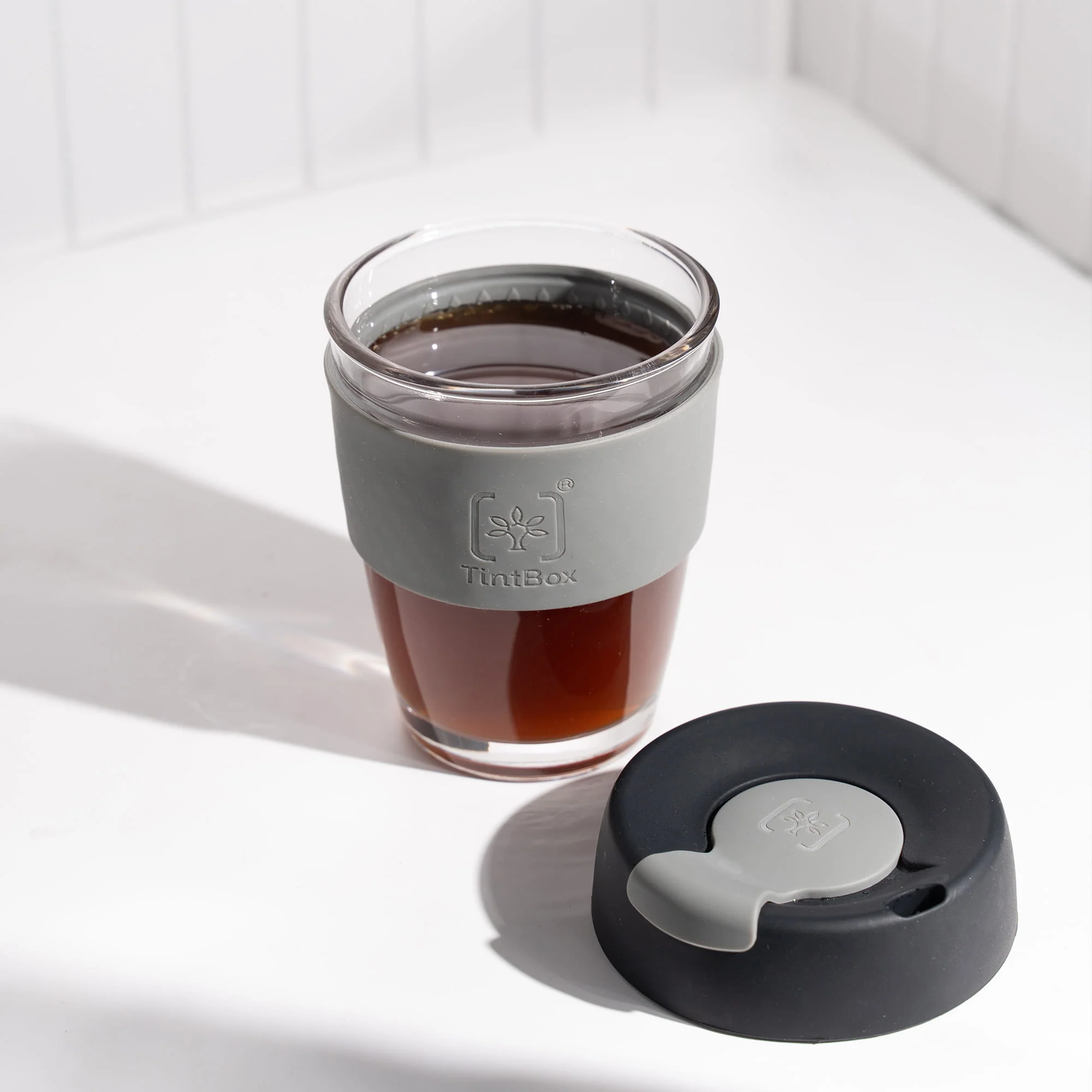 TintCup Borosilicate Glass Coffee Cup (Tumbler) 350 ml with Silicone Lid & Grip, Glass Coffee Mug with lid - Image 32