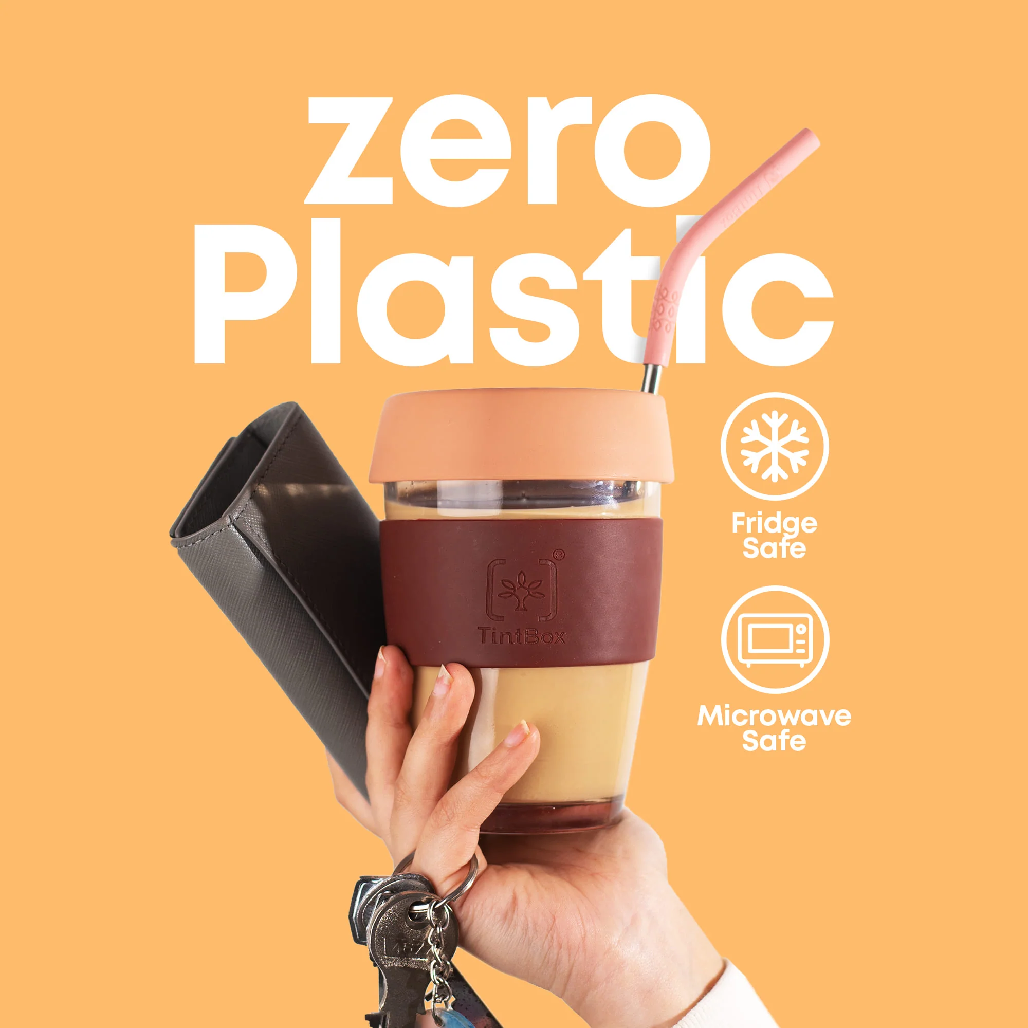 TintCup Borosilicate Glass Coffee Cup (Tumbler) 350 ml with Silicone Lid & Grip, Glass Coffee Mug with lid - Image 42