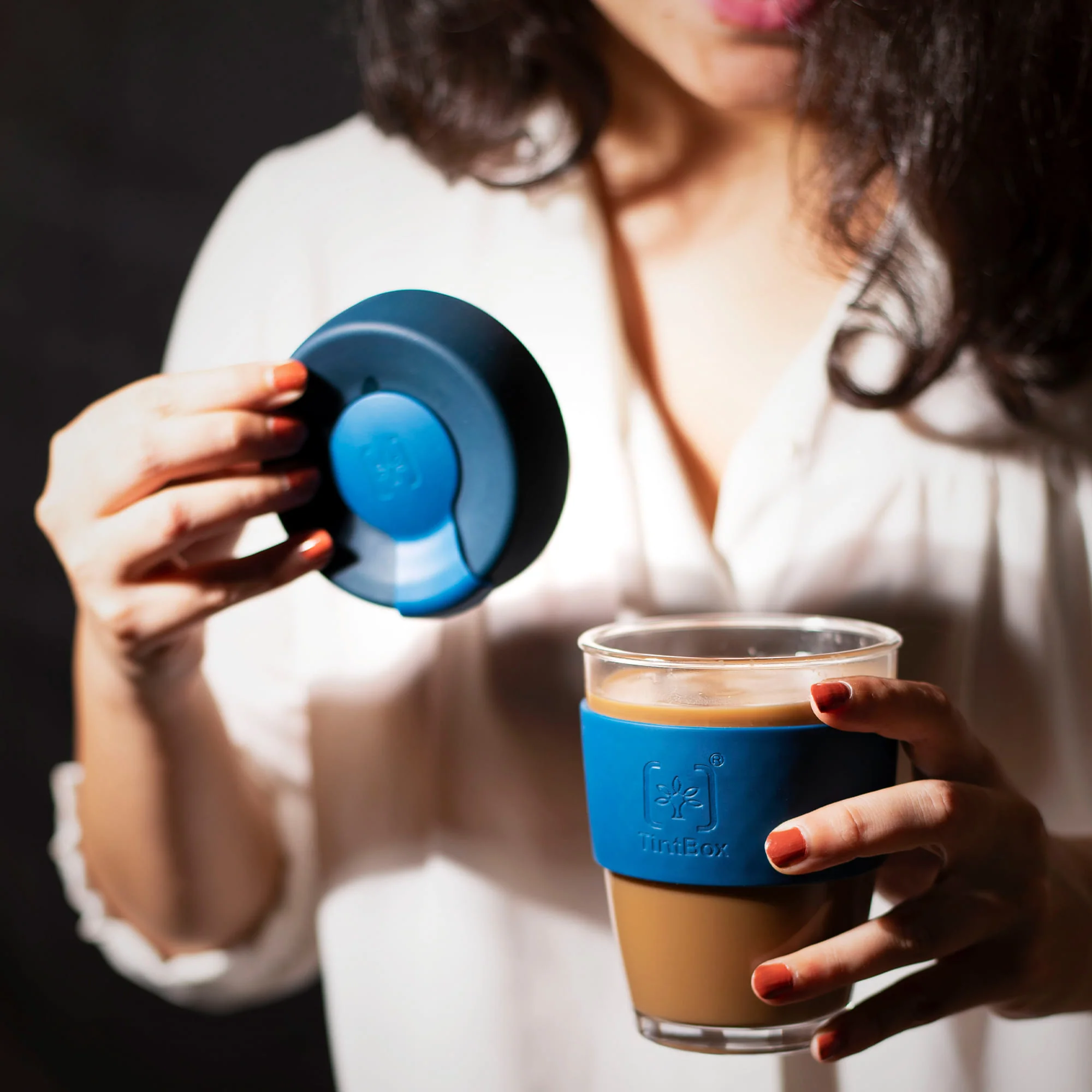 TintCup Borosilicate Glass Coffee Cup (Tumbler) 350 ml with Silicone Lid & Grip, Glass Coffee Mug with lid - Image 55