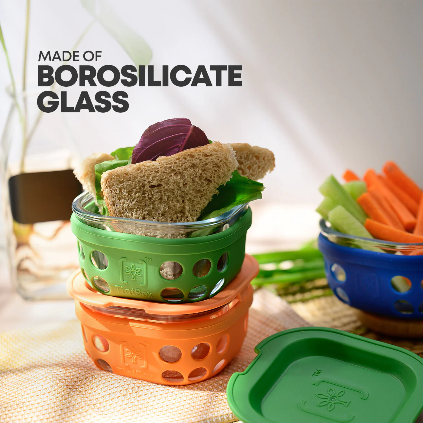 Borosilicate Glass Lunch Box with Silicone Sleeve, 300 ml - Image 30