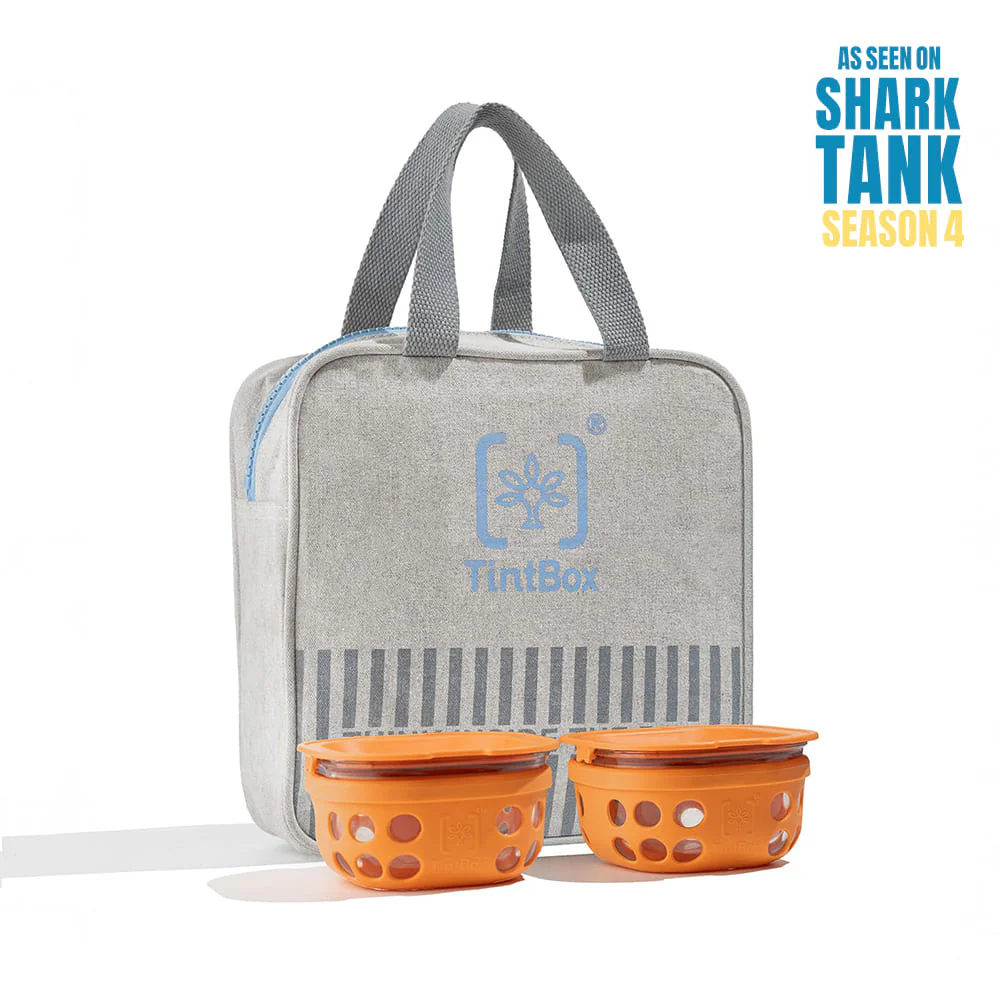 Borosilicate Glass Lunch Box Set of 2 (300ml x 2) with Silicone Sleeve with Canvas Lunch Bag | Microwave Safe & Leak proof Tiffin Box By TintBox - Image 11