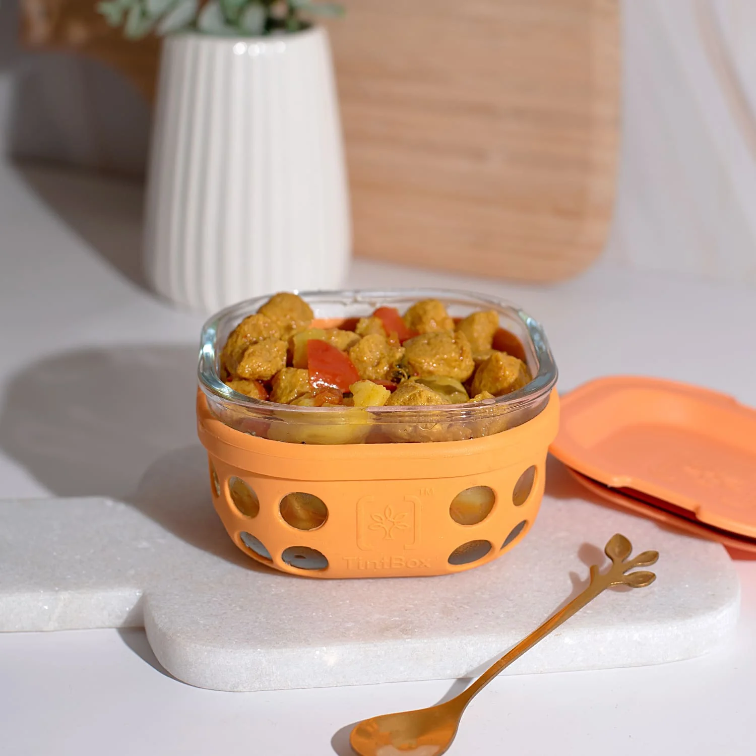 Borosilicate Glass Lunch Box with Silicone Sleeve, 300 ml - Image 9