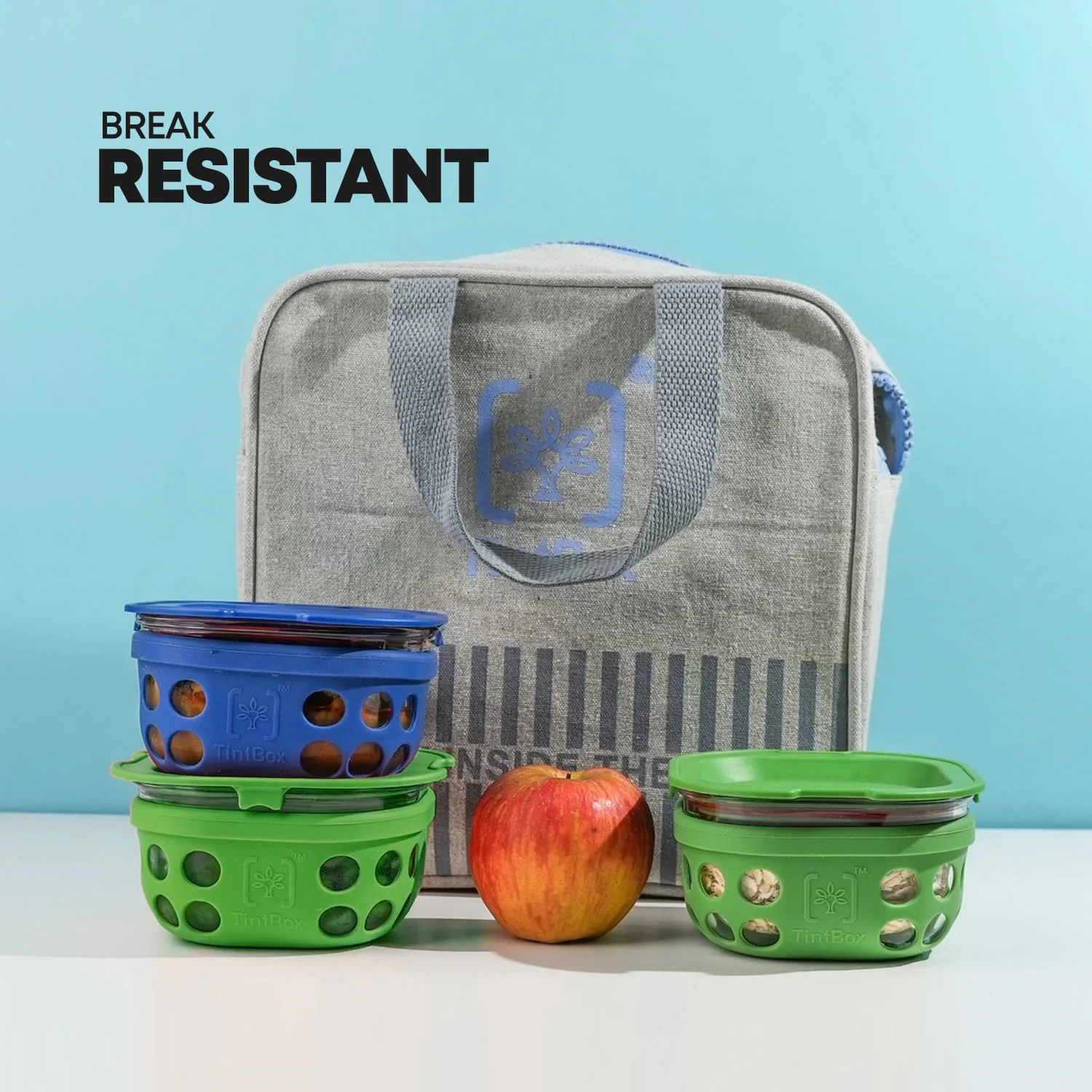 Borosilicate Glass Lunch Box Set of 3 (300ml x 3) with Silicone Sleeve with Canvas Lunch Bag | Microwave Safe & Leak proof Tiffin Box By TintBox - Image 12