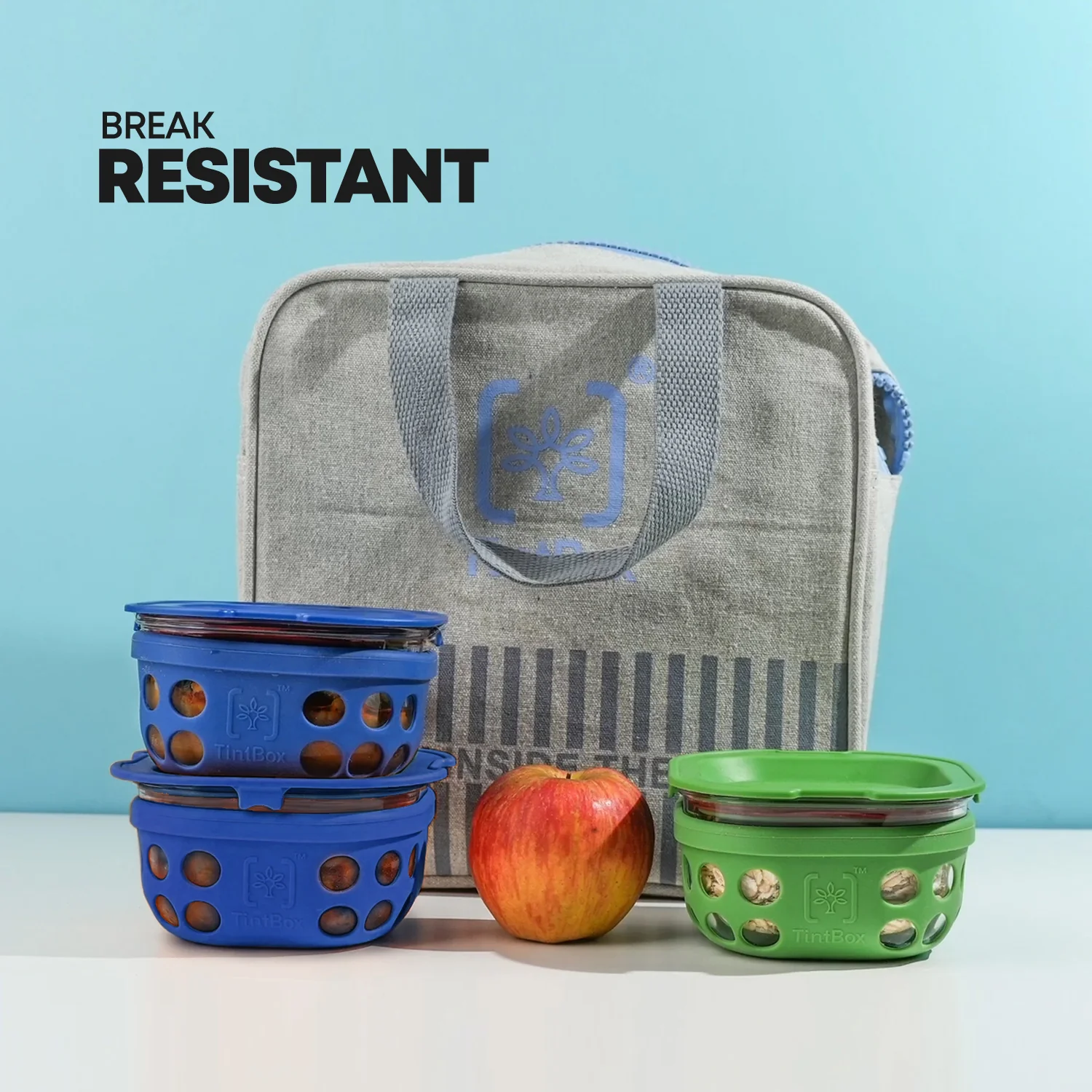 Borosilicate Glass Lunch Box Set of 3 (300ml x 3) with Silicone Sleeve with Canvas Lunch Bag | Microwave Safe & Leak proof Tiffin Box By TintBox - Image 16