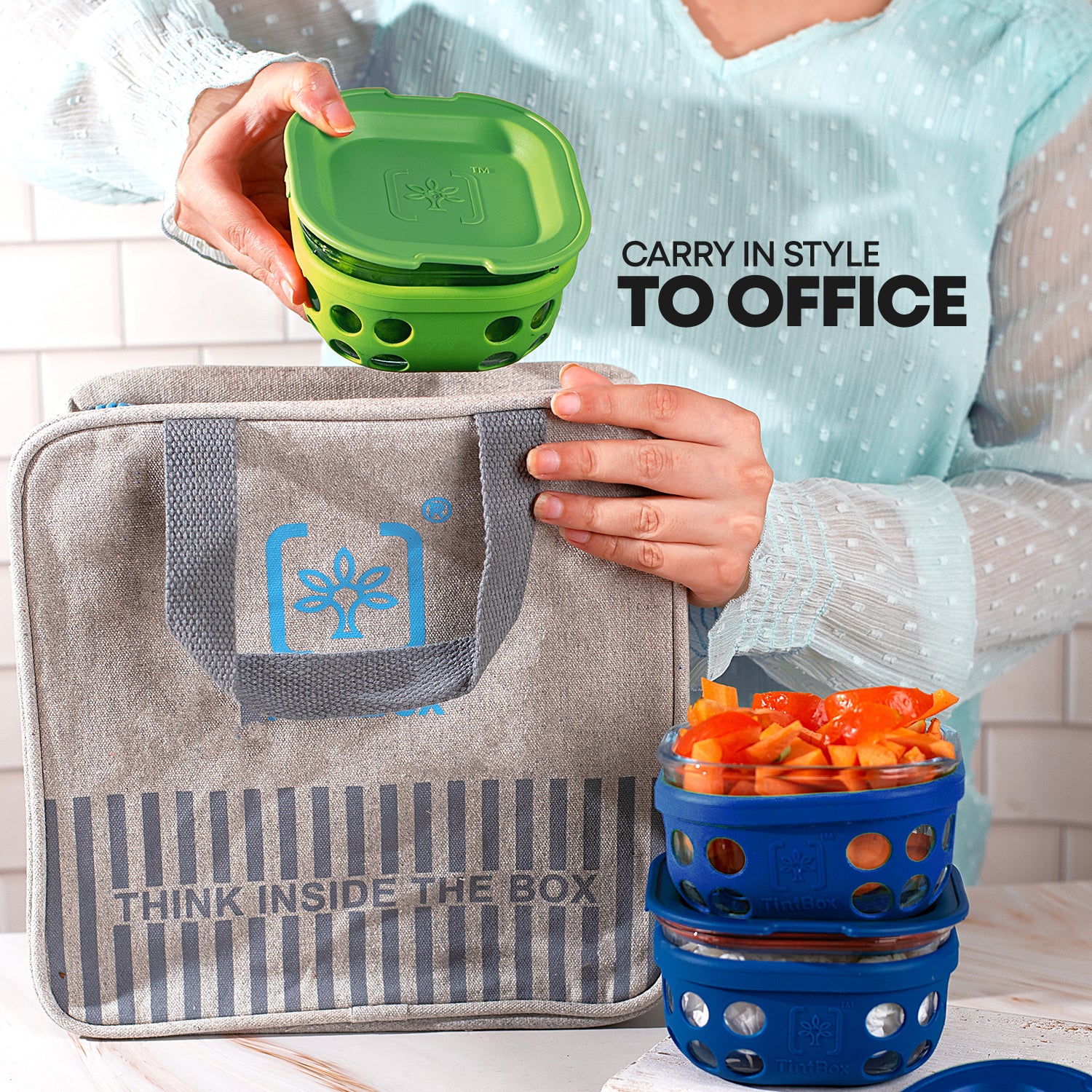 Borosilicate Glass Lunch Box Set of 3 (300ml x 3) with Silicone Sleeve with Canvas Lunch Bag | Microwave Safe & Leak proof Tiffin Box By TintBox - Image 17