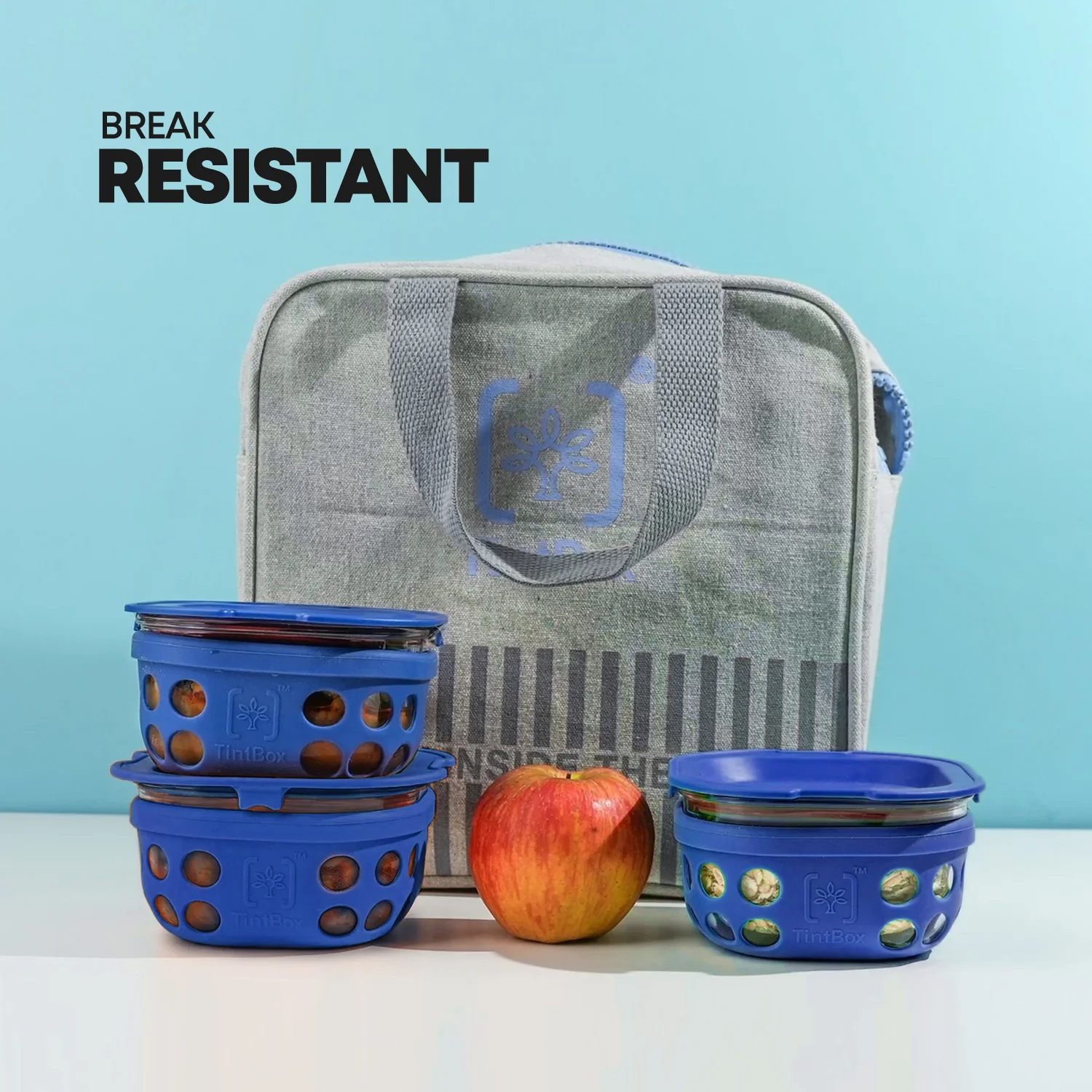 Borosilicate Glass Lunch Box Set of 3 (300ml x 3) with Silicone Sleeve with Canvas Lunch Bag | Microwave Safe & Leak proof Tiffin Box By TintBox - Image 27