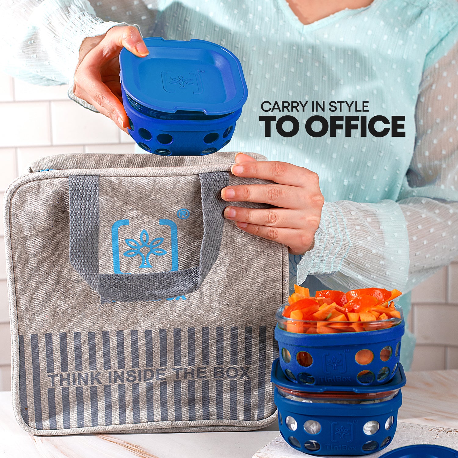 Borosilicate Glass Lunch Box Set of 3 (300ml x 3) with Silicone Sleeve with Canvas Lunch Bag | Microwave Safe & Leak proof Tiffin Box By TintBox - Image 28