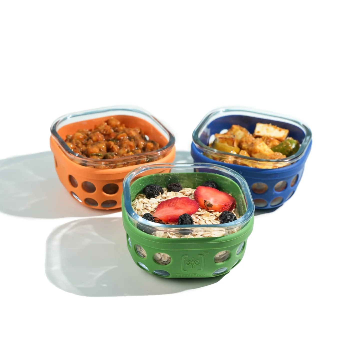 Break Resistant Borosilicate Glass Lunch Box Set of 3 (300ml x 3) with Silicone Sleeve | Microwave Safe & Leak proof Tiffin Box By TintBox - Image 4