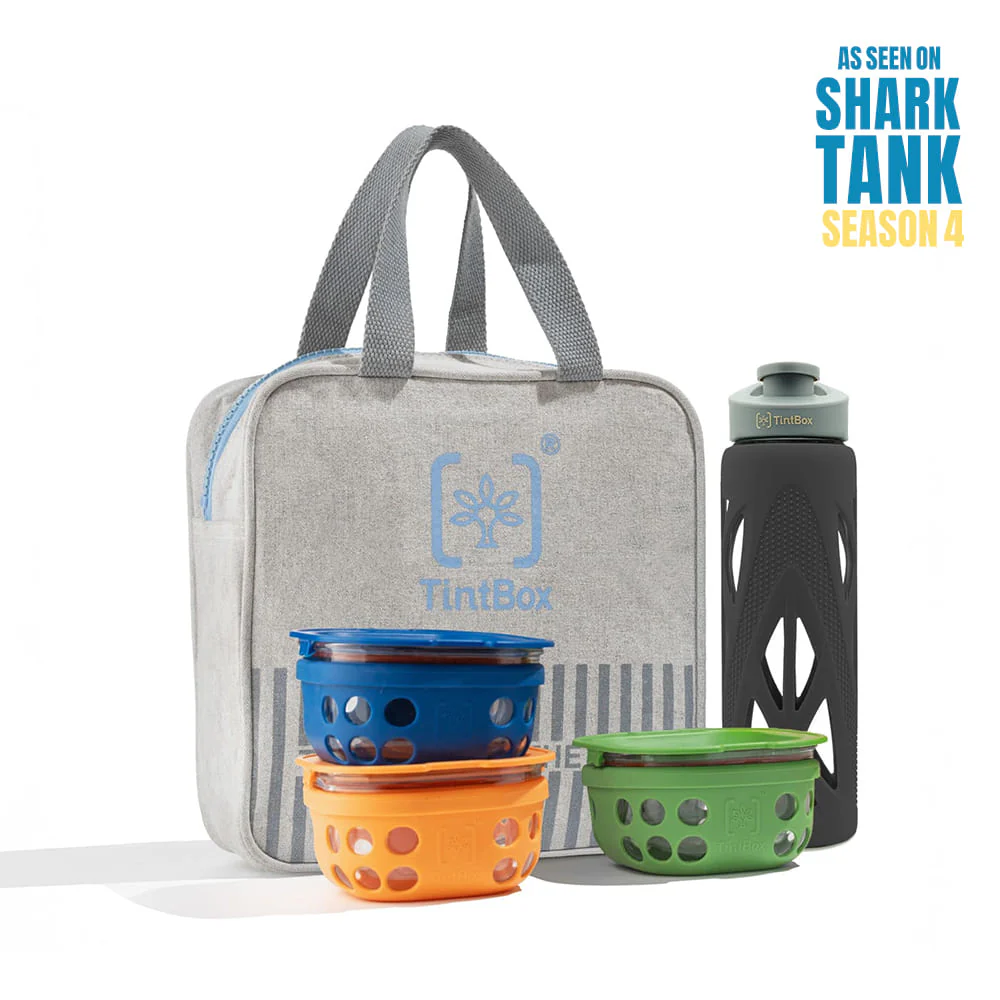 Set of 3 Borosilicate Glass Lunch Boxes(300 ml) with Bag & Bottle (750 ml) - Image 16