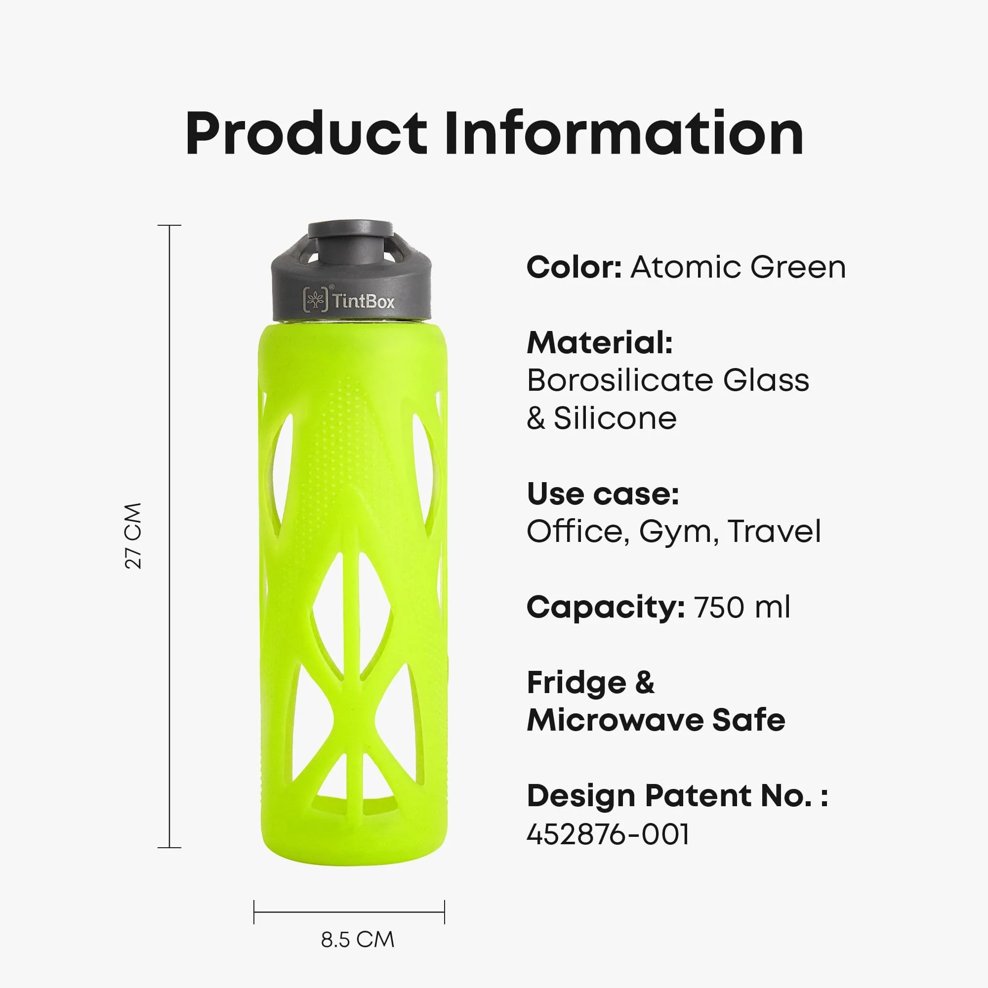 Borosilicate glass water bottle with cover (Silicone Sleeve) 750ml for Fridge, Office, Gym & Home - Image 11