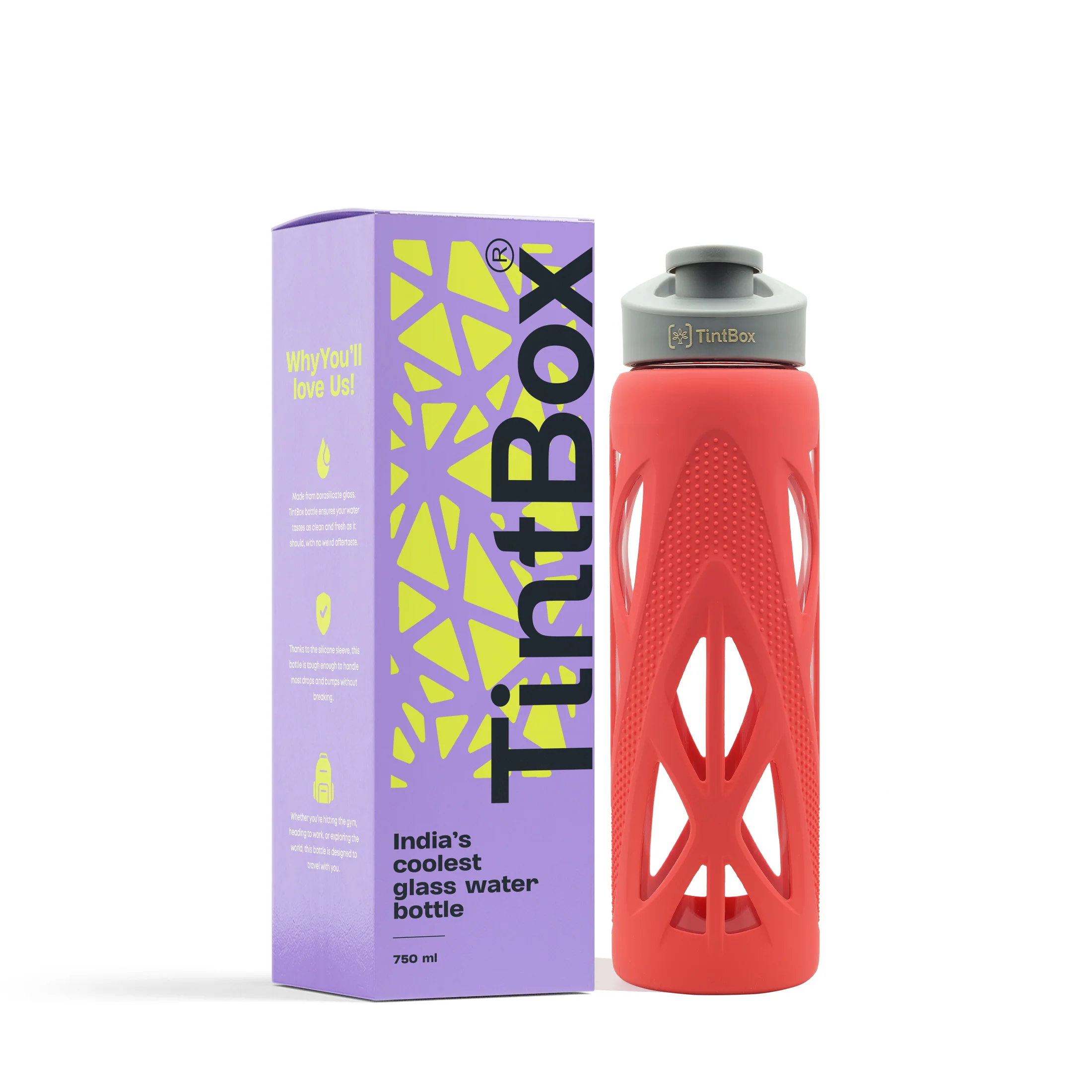 Borosilicate glass water bottle with cover (Silicone Sleeve) 750ml for Fridge, Office, Gym & Home - Image 36