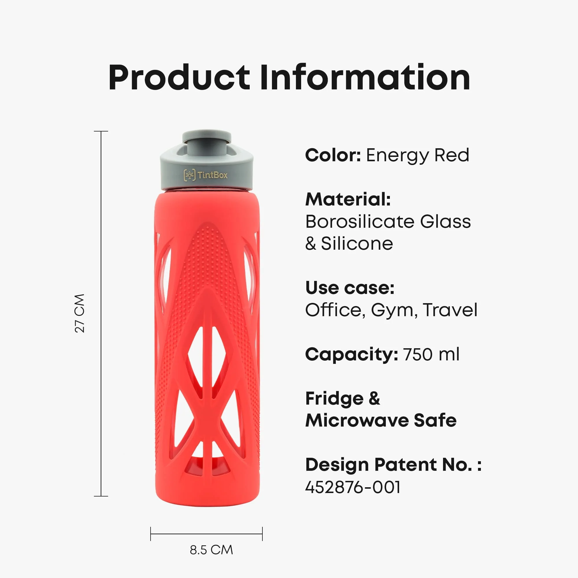 Borosilicate glass water bottle with cover (Silicone Sleeve) 750ml for Fridge, Office, Gym & Home - Image 37