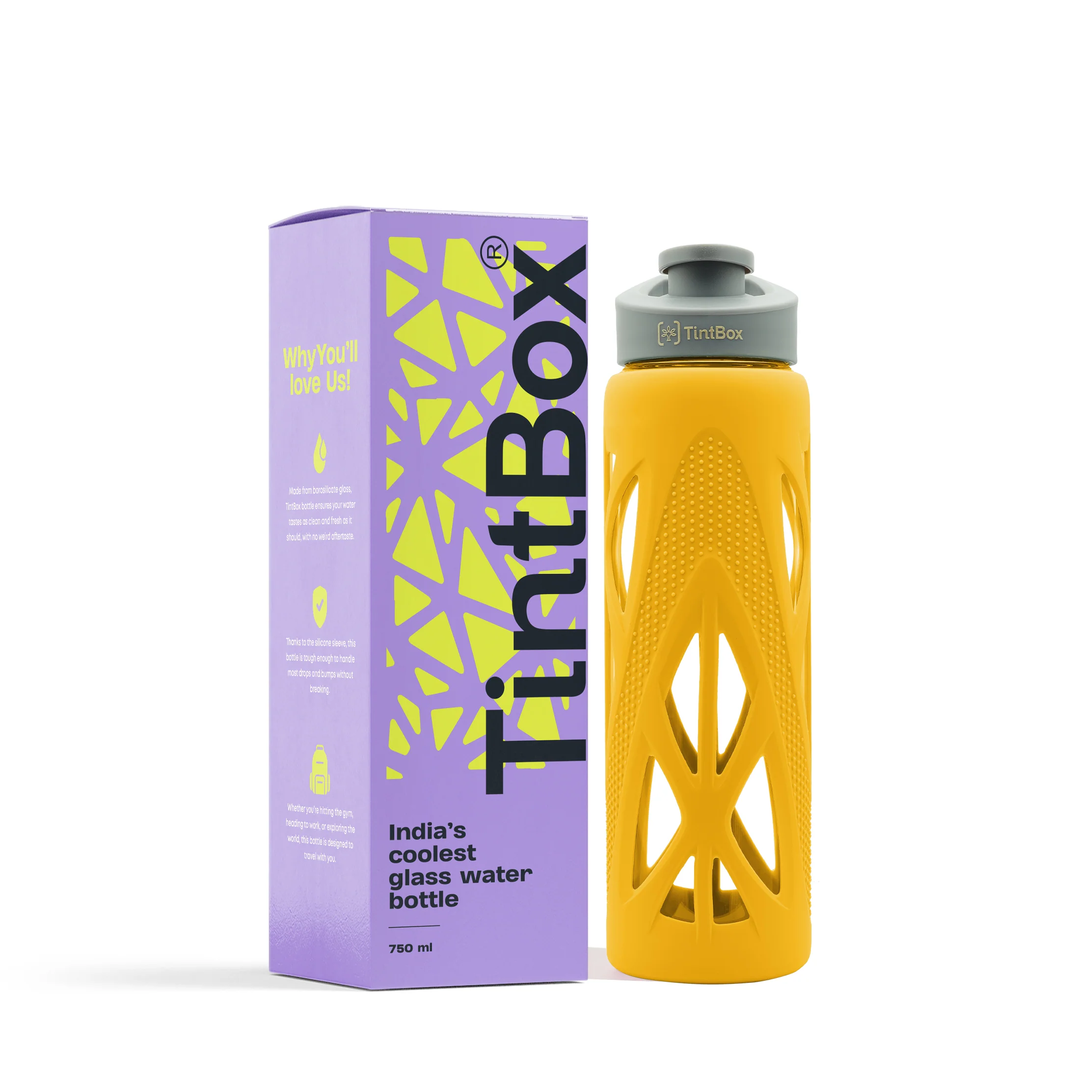 Borosilicate glass water bottle with cover (Silicone Sleeve) 750ml for Fridge, Office, Gym & Home - Image 45