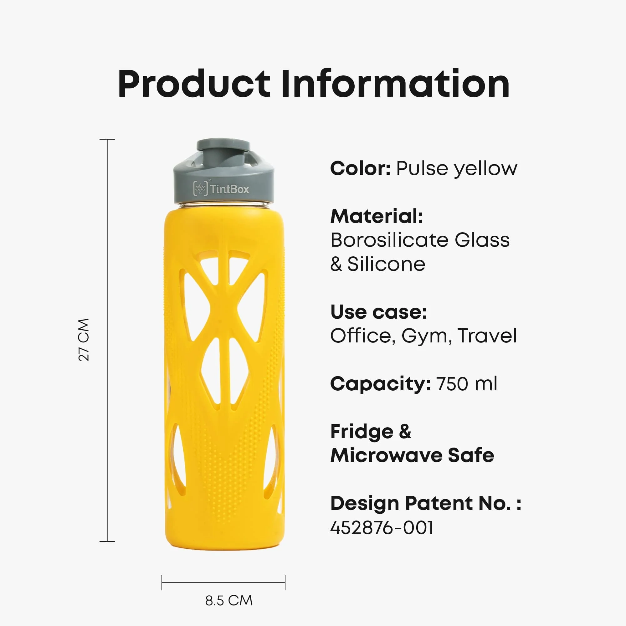 Borosilicate glass water bottle with cover (Silicone Sleeve) 750ml for Fridge, Office, Gym & Home - Image 46