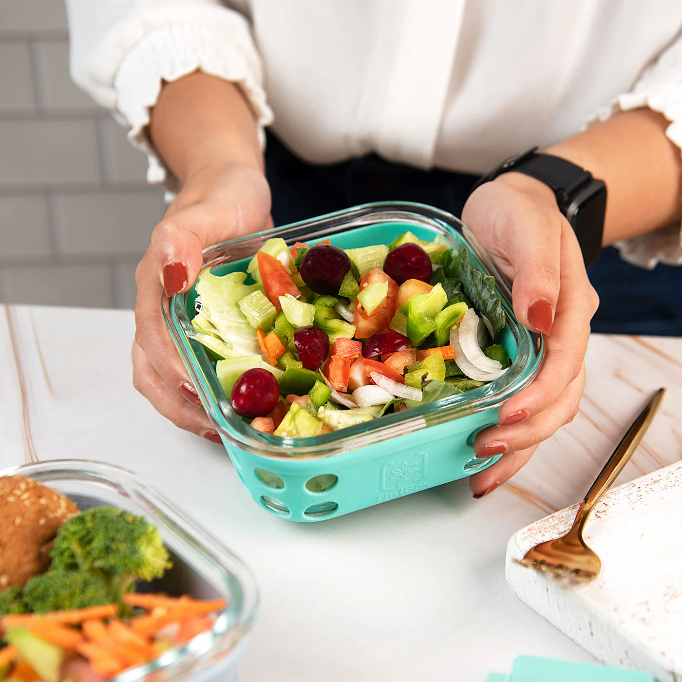 Glass Up Borosilicate Glass Lunch Box Set of 2 (500ml x 2) with Silicone Sleeve | Microwave Safe & Leak proof Tiffin Box By TintBox - Image 5