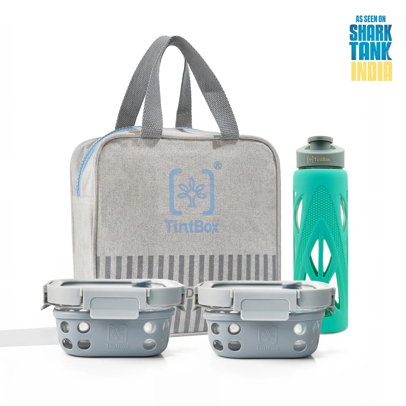Set of 2 Grey GlassUp ( 500ml ) Lunch Box with Bag & Bottle - Image 13