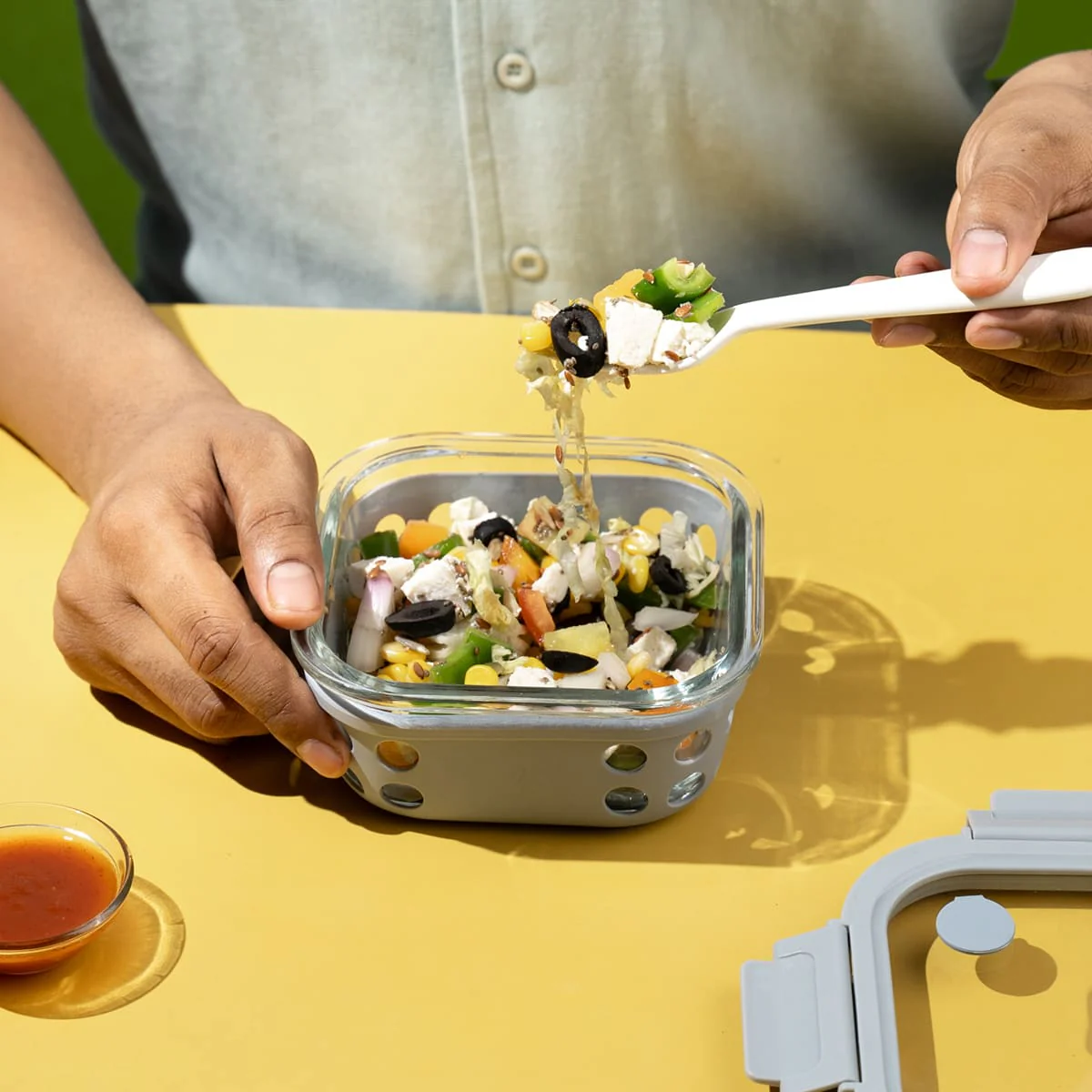 Glass Up Borosilicate Glass Lunch Box Set of 2 (500ml x 2) with Silicone Sleeve | Microwave Safe & Leak proof Tiffin Box By TintBox - Image 20