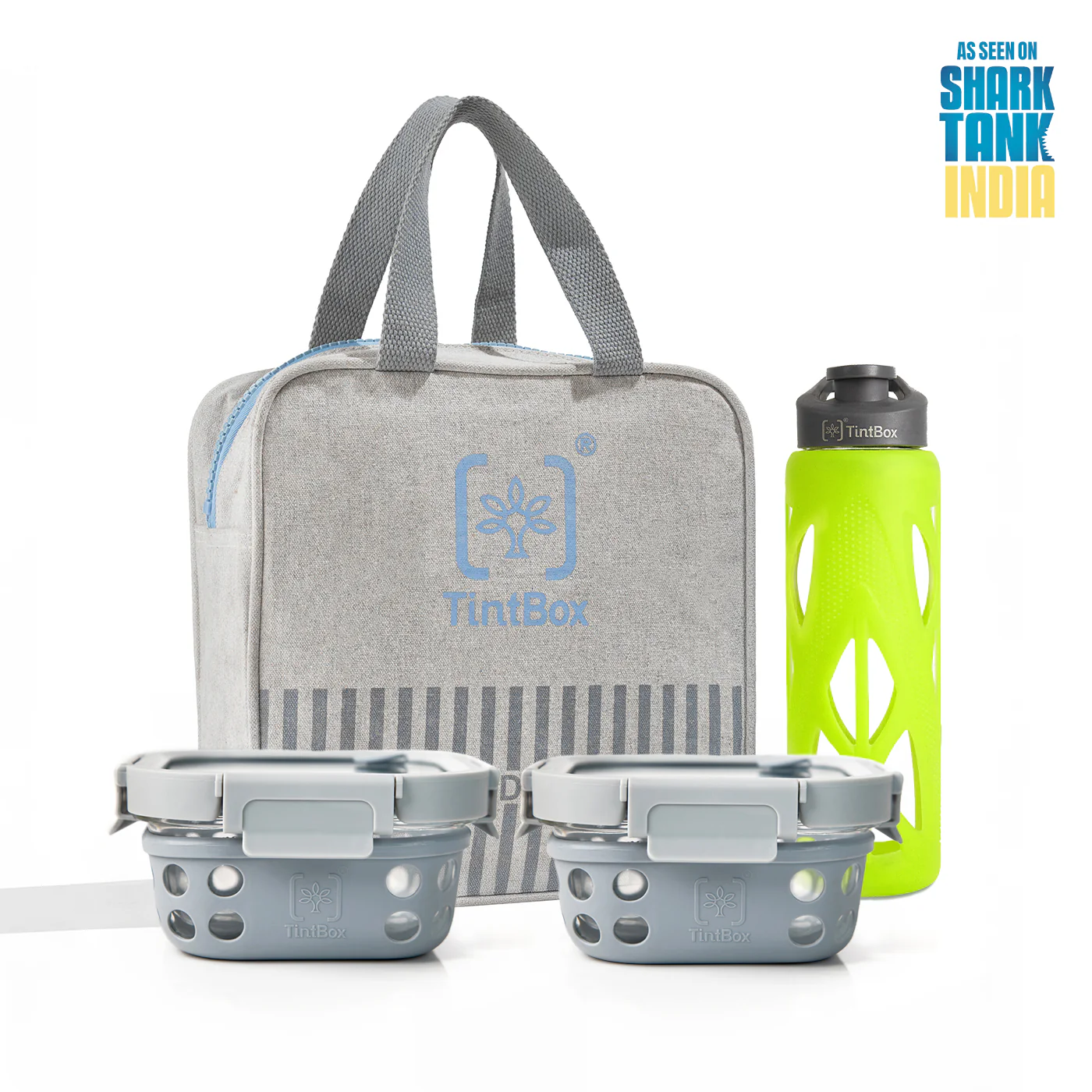 Set of 2 Grey GlassUp ( 500ml ) Lunch Box with Bag & Bottle - Image 9